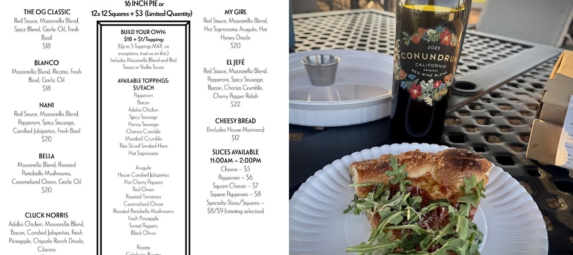 Barbanera Pizza Co. Menu